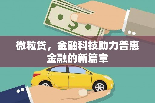 南州微粒贷，金融科技助力普惠金融的新篇章