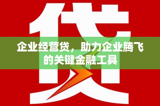 南州企业经营贷，助力企业腾飞的关键金融工具