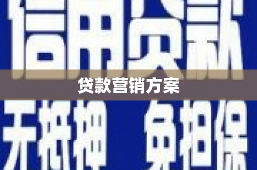 南州贷款营销方案