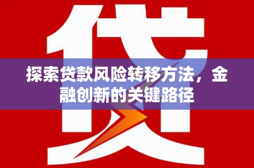 南州探索贷款风险转移方法，金融创新的关键路径