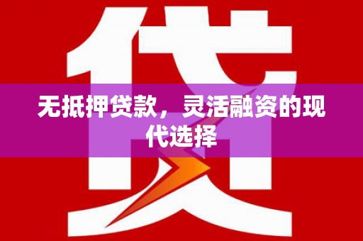 南州无抵押贷款，灵活融资的现代选择