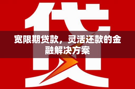 南州宽限期贷款，灵活还款的金融解决方案