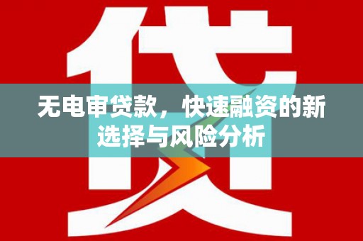 南州无电审贷款，快速融资的新选择与风险分析