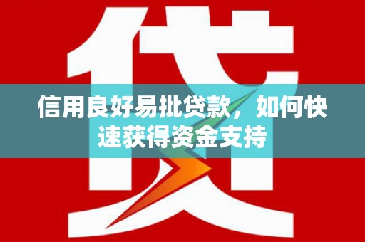 南州信用良好易批贷款，如何快速获得资金支持