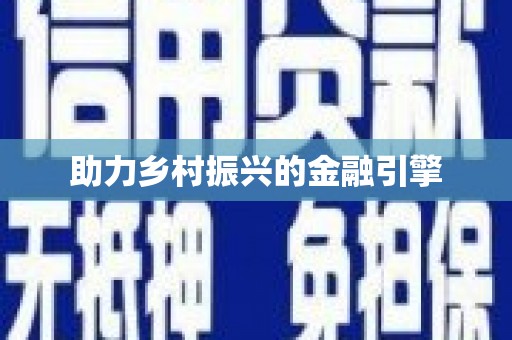 南州助力乡村振兴的金融引擎
